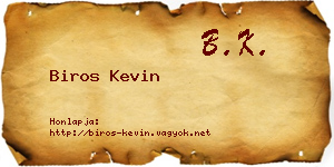 Biros Kevin névjegykártya